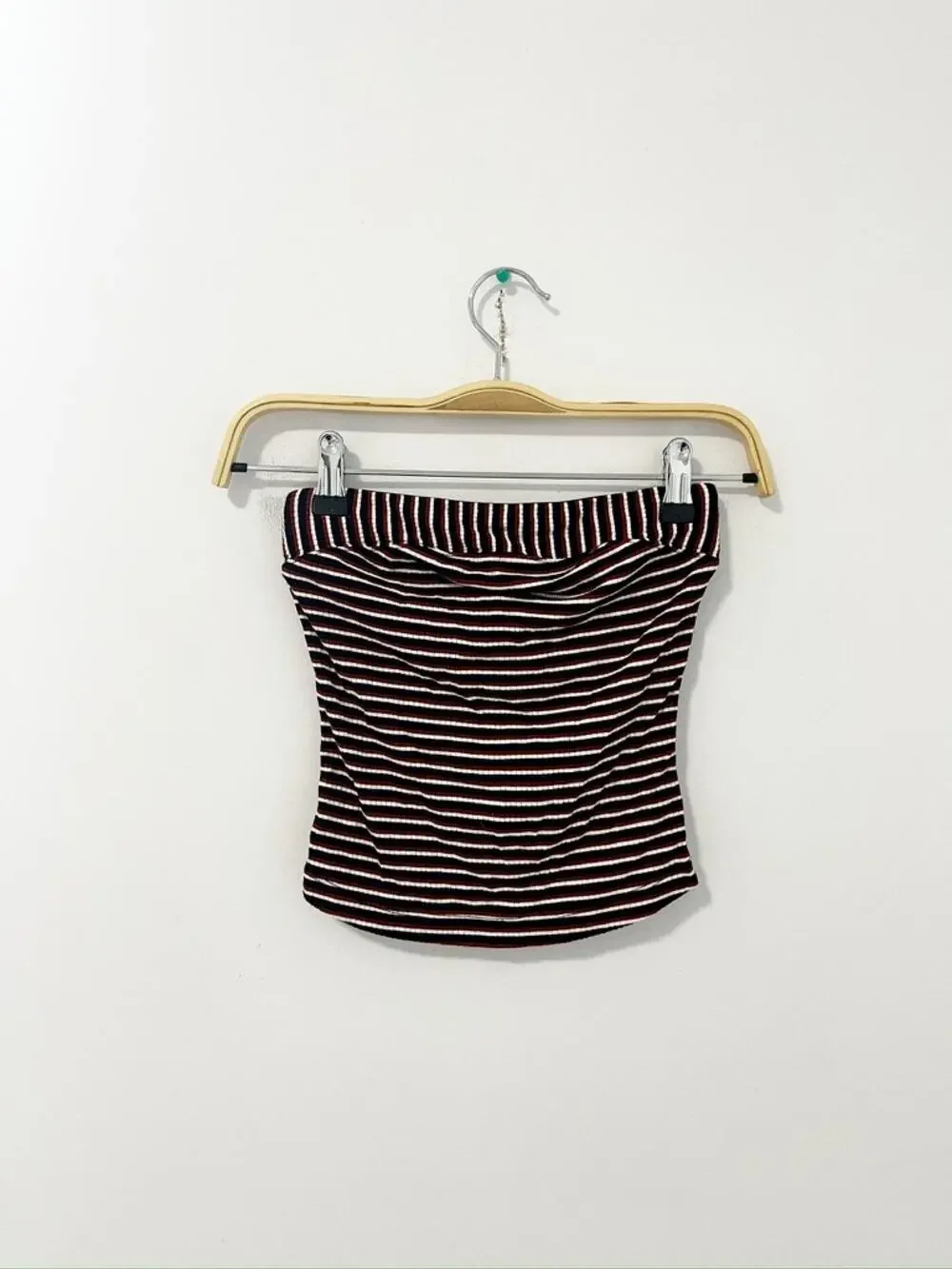 Intimately Free People Red & Black Stripe Ribbed Tube Top Size XS